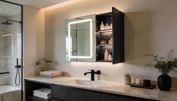 bathroom mirror with storage